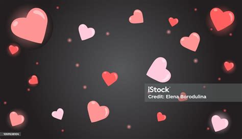 Ilustración De Moda Fondo Negro Con Corazones De Colores Y Bulbos Y Más