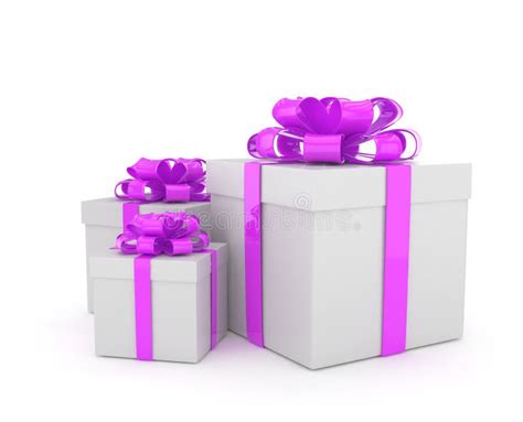 Three Gift Boxes With Bows On White Stock Photo Image Of Satin Gifts