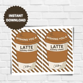 Printable Christmas Coffee Gift Card Holder Latte Holiday Cheer Gift Card