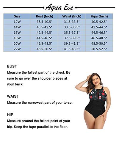 Aqua Eve Women Plus Size One Piece Bathing Suits Ruched Tummy Control Swimsuit High Neck Mesh