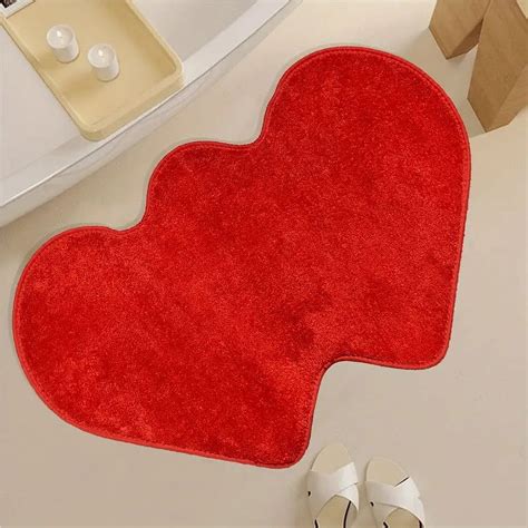 Ozmmyan Valentine S Day Bathroom Rug Non Slip Cute Red Lips Heart Shape