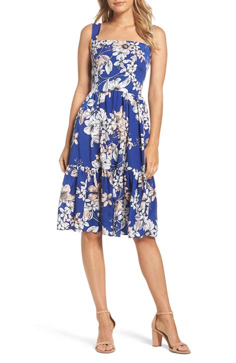 Main Image Eliza J Floral Print Fit And Flare Dress Floral Pattern