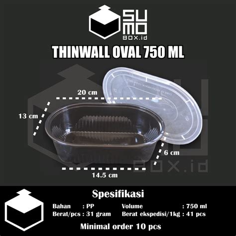 Jual Thinwall Oval 750ml Hitam Kotak Makan Plastik Rectangle Oval