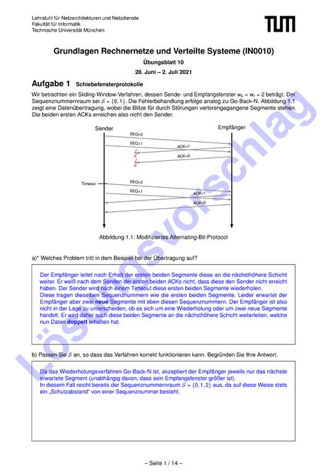 Tutorial 10 Solution 2021 Grundlagen Rechnernetze Und Verteilte Systeme