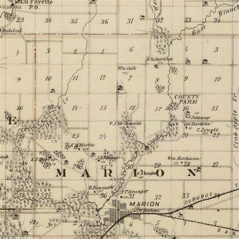 Vintage Map Of Linn County Iowa 1875 By Teds Vintage Art