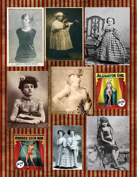 Vintage Circus Sideshow Freaks Digital Collage Sheet Set 1 Etsy Sideshow Freaks Circus