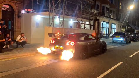 Nissan GTR HUGE FLAMES YouTube