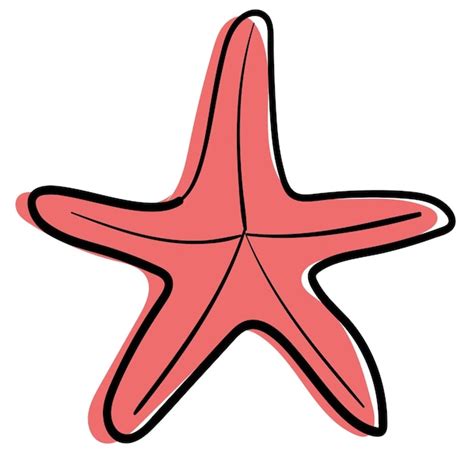 Etiqueta engomada del doodle increíble estrella de mar coral Vector