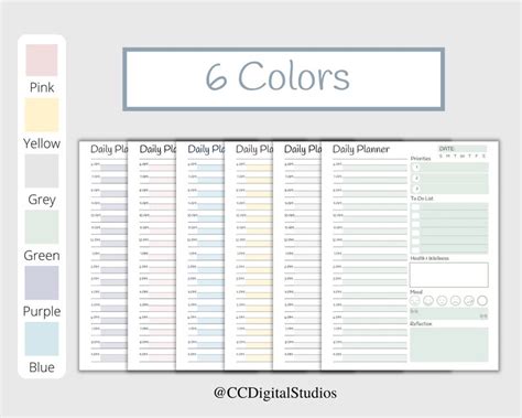 Minute Planner Printable Simple Daily Planner Time Blocking Pdf