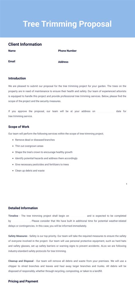 Tree Trimming Proposal Template Sign Templates Jotform