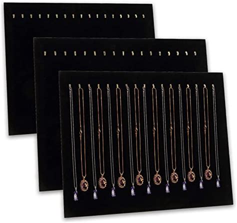 Foraineam Pack Black Velvet Jewelry Display With Hooks Necklace