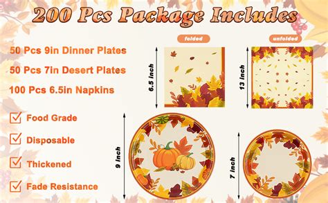 Amazon Homlouue 200 Pcs Fall Thanksgiving Paper Plates And Napkins