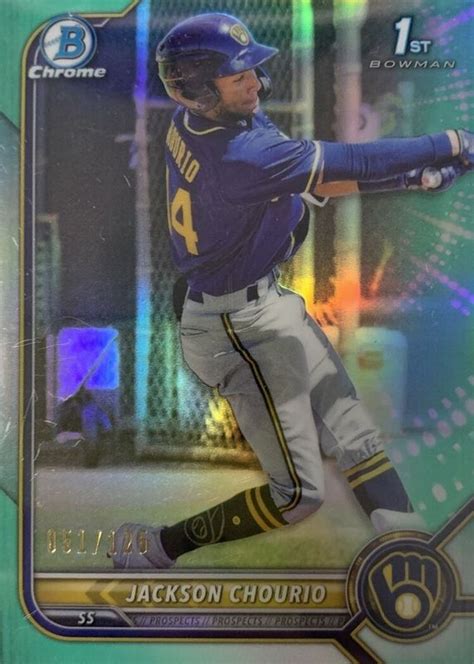 Jackson Chourio Bowman Bcp Chrome Prospects Aqua Refractor