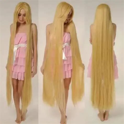 Tangled Rapunze Super CM Long Wig Straight Blonde Cosplay Wig Full Hair Wig Long Hair