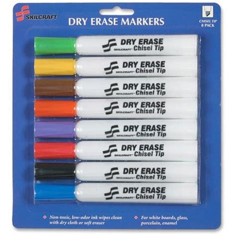 Abilityone 7520011863605 Skilcraft Dry Erase Marker Broad Chisel Tip Assorted Colors 8 Set