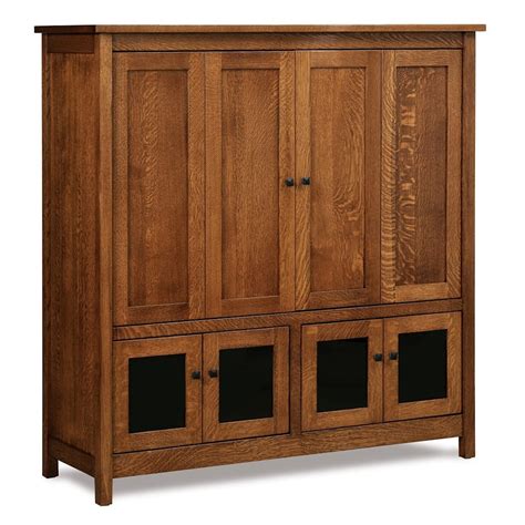 Mission Entertainment Center With Pocket Doors From Dutchcrafters