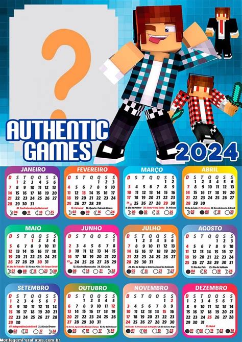 Calendário 2024 Authentic Games Colagem Online De Imagem Colagem De Foto