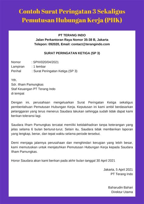 5 Contoh Surat Peringatan Karyawan Sesuai Aturan Yang Berlaku