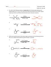 ORGO CHEM 135 QUIZ 6 KEY Pdf Name KEY CHEM 135 Quiz 6 November 8