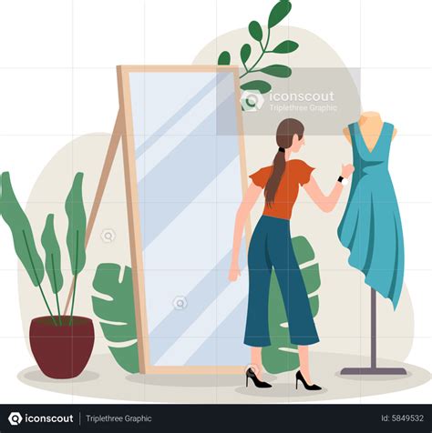 Best Premium Woman trying dress Illustration download in PNG & Vector ...