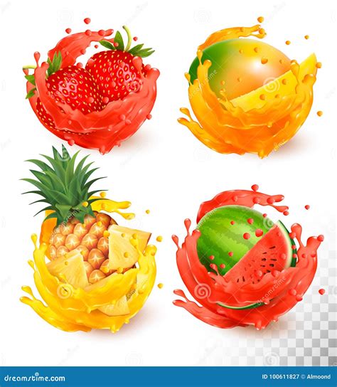 Set of fruit juice splash stock vector. Illustration of drink - 100611827