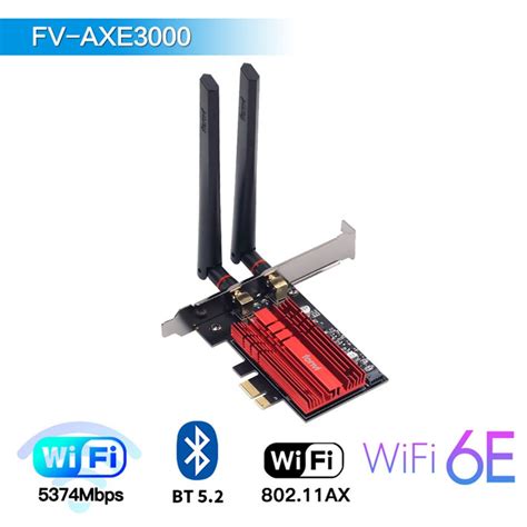 Fenvi อะแดปเตอร์การ์ดเครือข่ายไร้สาย Fv Axe3000 Wi Fi 6e Ax210 บลูทูธ 52 5374mbps 24g 5ghz 6g