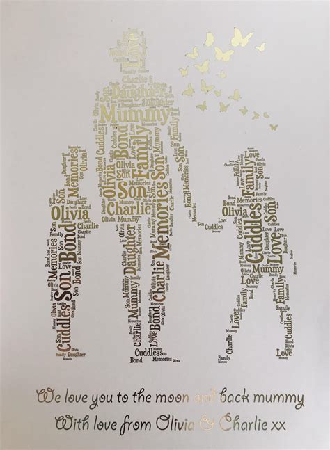 Personalised Mother And 2 Children Word Art Print