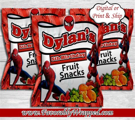 Spiderman Fruit Snacks Fruit Snack Spiderman Etsy