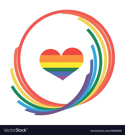 Lgbt Heart Logo In Rainbow Circle Isolated Vector Image