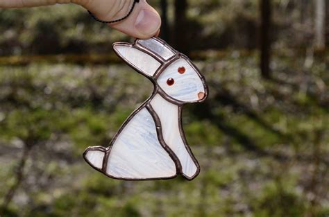 Rabbit Stained Glass Suncatcher Bunny Window Hangings Rabbit Etsy