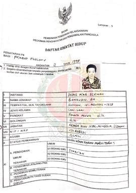 Daftar Riwayat Hidup Peserta Penataran P Bagi Pejabat Eselon Iii Iv