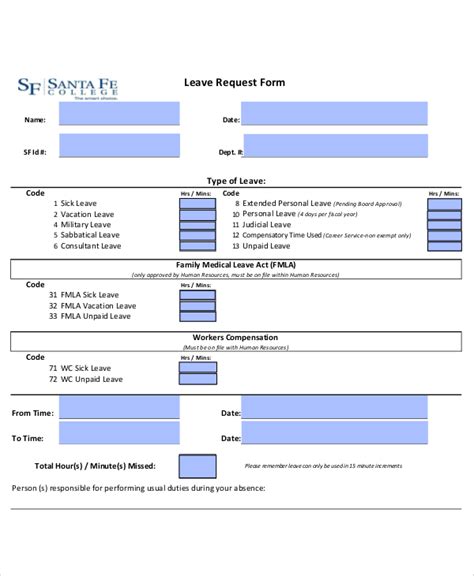 Leave Request Template PDF Template