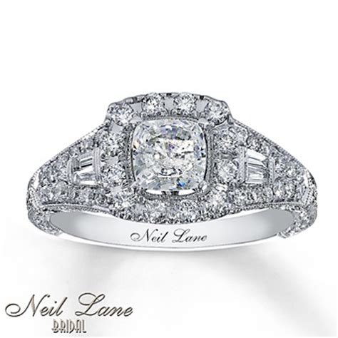 Kay Jewelers Diamond Engagement Ring 1 3/8 ct tw Cushion-cut 14K White ...