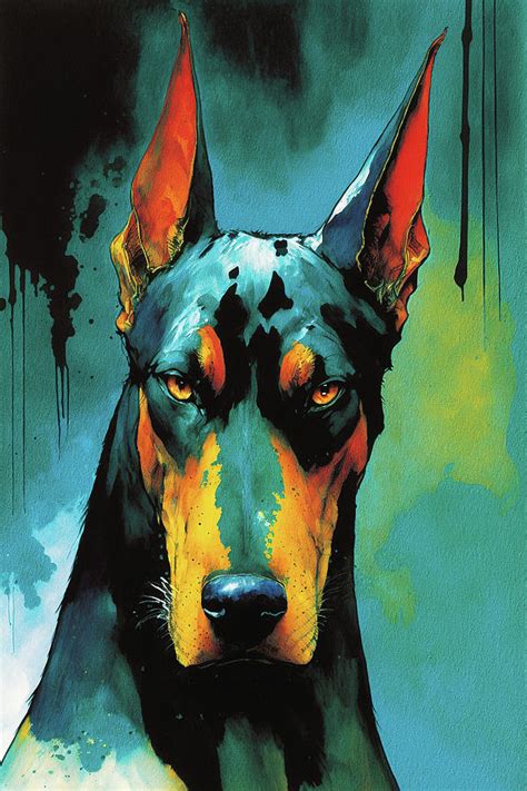 The Doberman Dog - Composition 001 Painting by Aryu - Fine Art America