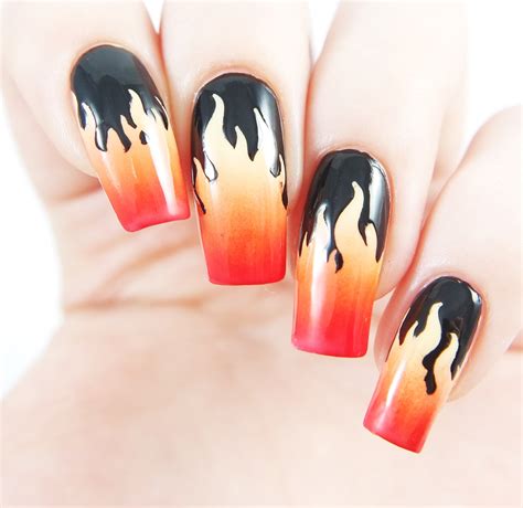 Burning Flames Manicure Using Our Fire Nail Vinyls Found At Snailvinyls