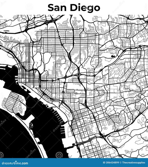 San Diego City Map Cartography Map Street Layout Map Stock