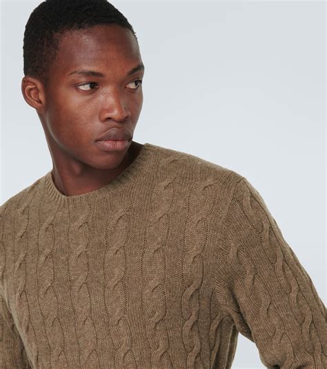 Cable Knit Cashmere Sweater In Brown Ralph Lauren Purple Label