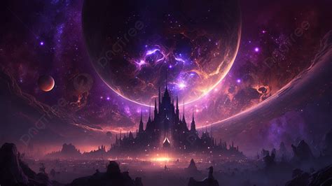 Star Castle Planet Purple Magic Background, Starry Sky, Castle, Planet Background Image And ...