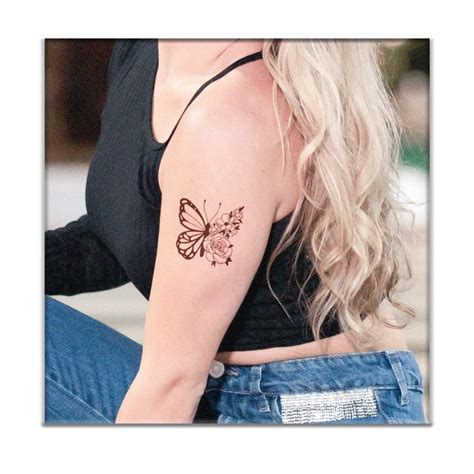 Tatuagem Temporária Fake Falsa Borboleta Flores Shopee Brasil