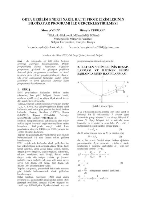 PDF ORTA GERİLİM ENERJİ NAKİL HATTI PROJE Autocad çizim