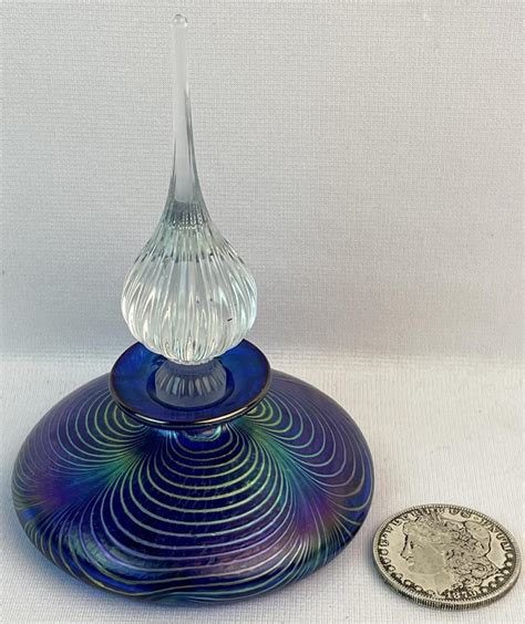 Lot Signed Robert Held Art Glass Iridescent Pulled Feather Perfume