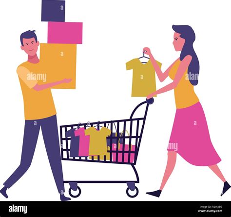 Couple Shopping Cartoon Stock Vector Image And Art Alamy