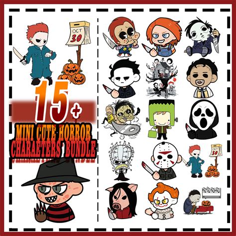 Mini Horror Characters Svg Png Bundlehorror Movie Characters Png