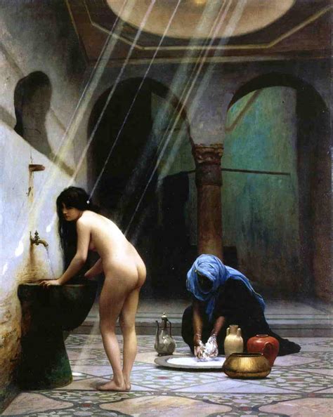 A Moorish Bath Aka Turkish Woman Bathing Painting Jean Leon