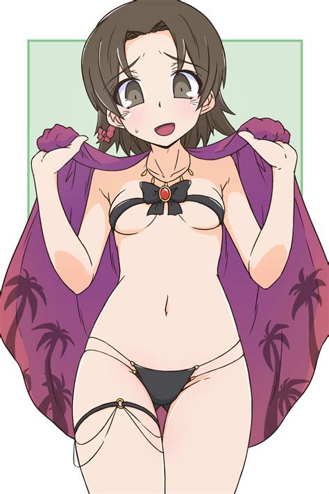 Renshiu Sawa Azusa Girls Und Panzer Commentary Highres 1girl Bikini Black Bikini Breasts