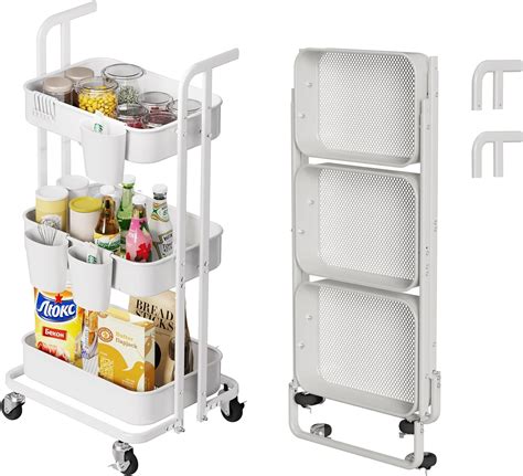 Amazon Merapi Tier Foldable Rolling Cart Metal Utility Cart