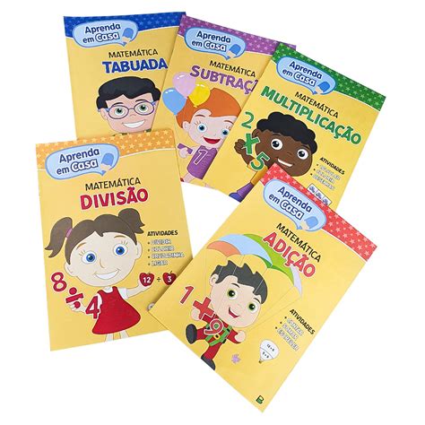 Kit 9 Livros Coleção Completa Aprenda em Casa Caligrafia Matemática