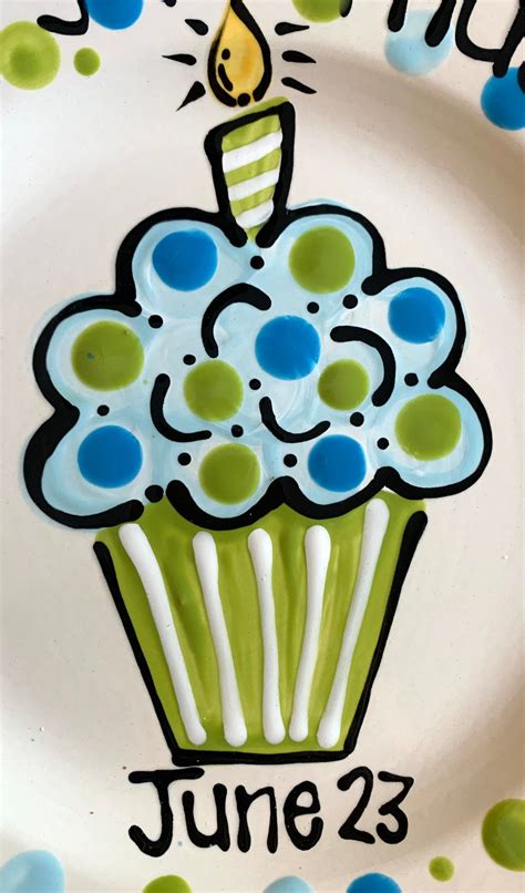 Hand Painted Personalized Birthday Plate Blue And Green Etsy