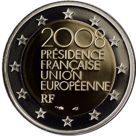 Frankreich 2 Euro Münze Präsidentschaft der EU 2008 Polierte Platte im