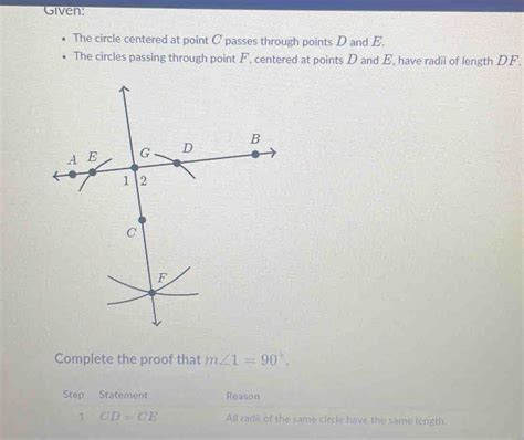 Solved: Given: The circle centered at point C passes through points D and E. The circles passing ...